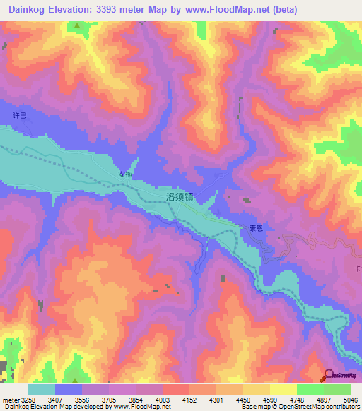 Dainkog,China Elevation Map