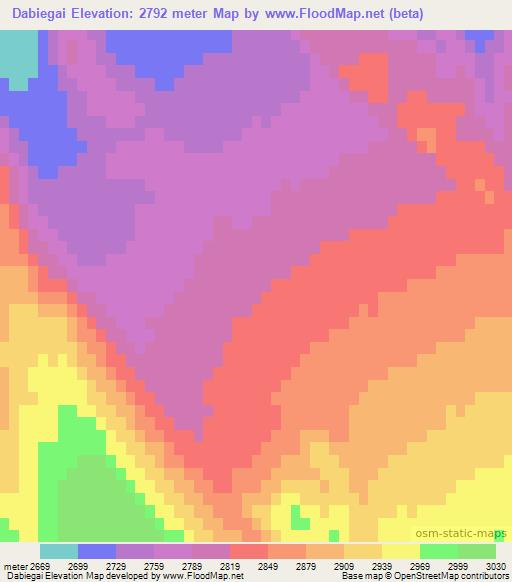 Dabiegai,China Elevation Map
