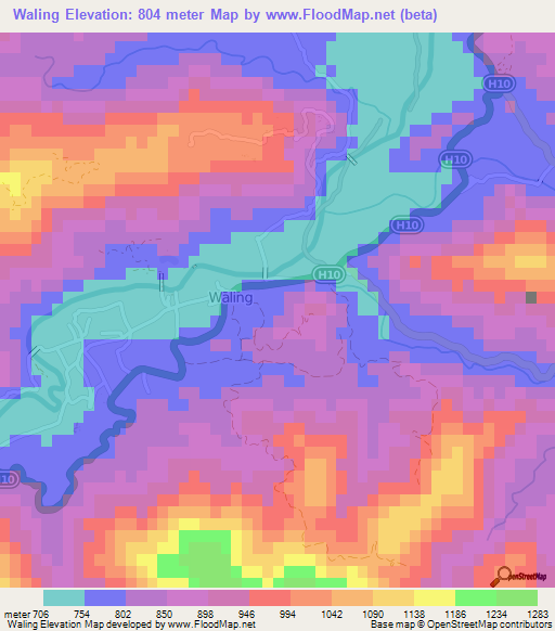 Waling,Nepal Elevation Map