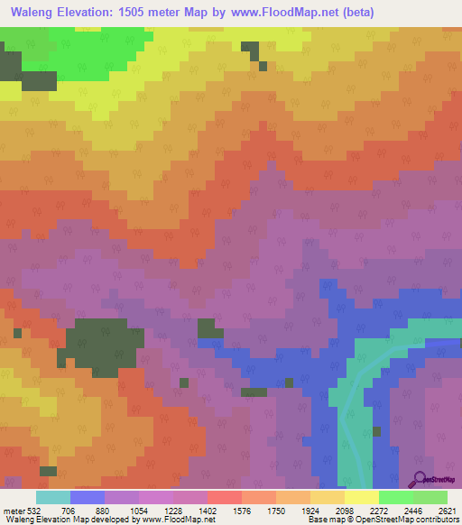 Waleng,Nepal Elevation Map