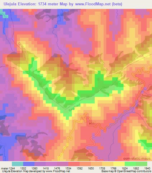 Ulejula,Nepal Elevation Map