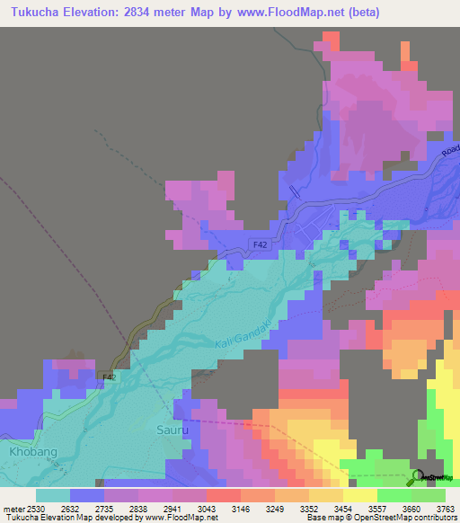 Tukucha,Nepal Elevation Map