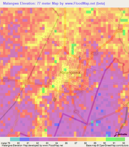 Malangwa,Nepal Elevation Map