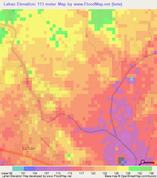 Lahan,Nepal Elevation Map