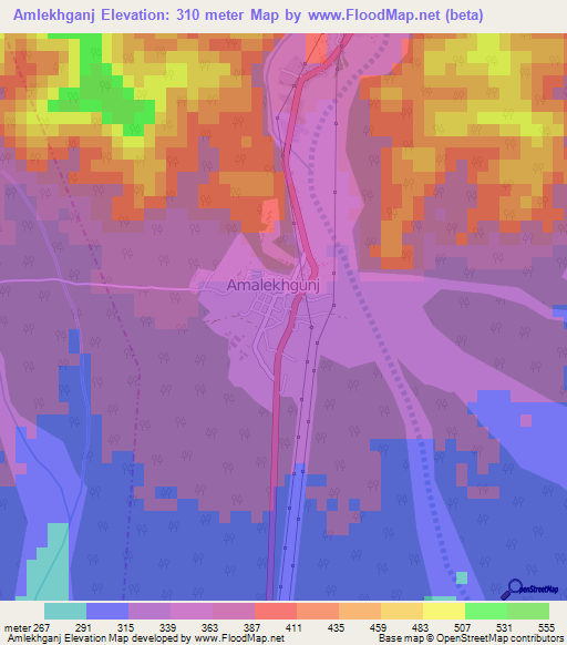 Amlekhganj,Nepal Elevation Map