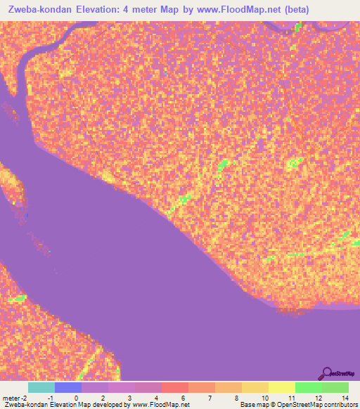Zweba-kondan,Myanmar Elevation Map