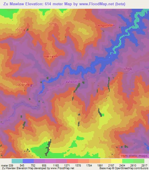 Zu Mawlaw,Myanmar Elevation Map