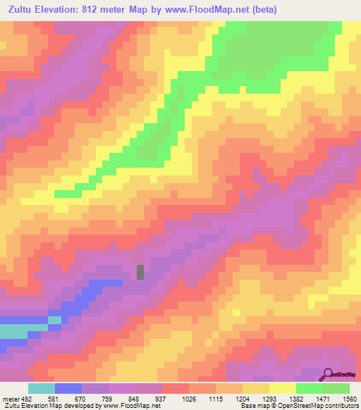 Zultu,Myanmar Elevation Map