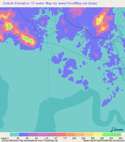 Zothok,Myanmar Elevation Map