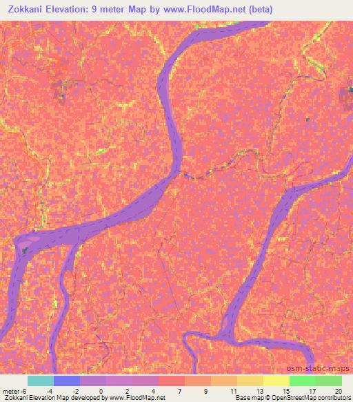 Zokkani,Myanmar Elevation Map
