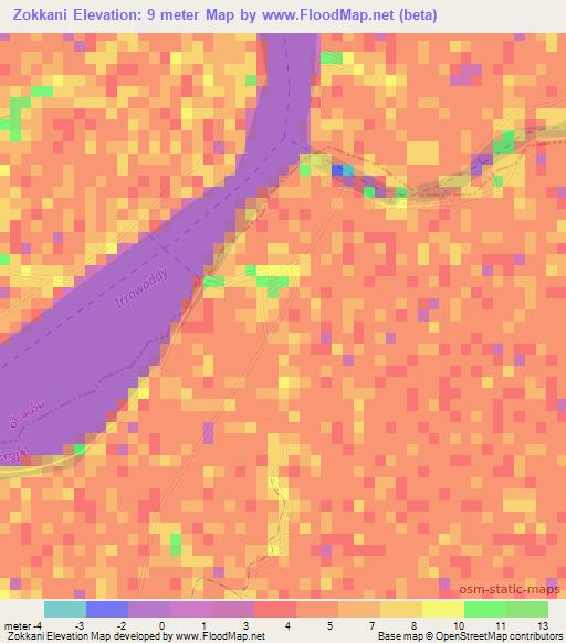 Zokkani,Myanmar Elevation Map