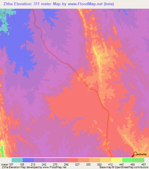 Zitha,Myanmar Elevation Map