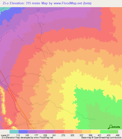 Zi-o,Myanmar Elevation Map