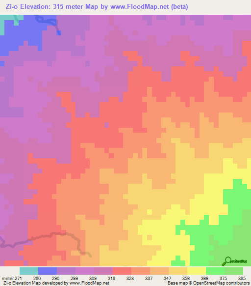Zi-o,Myanmar Elevation Map