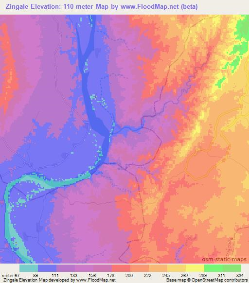 Zingale,Myanmar Elevation Map