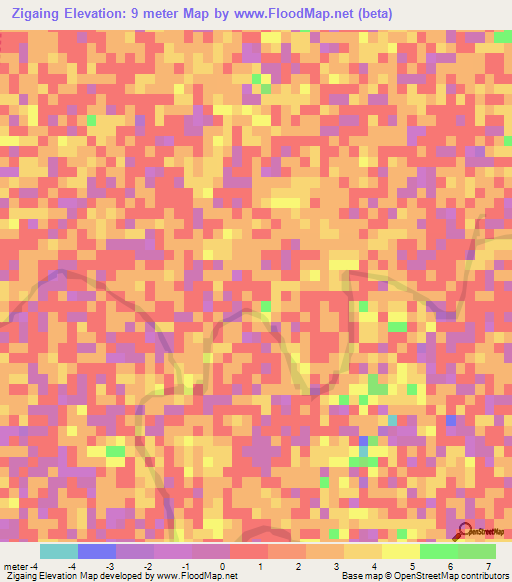 Zigaing,Myanmar Elevation Map