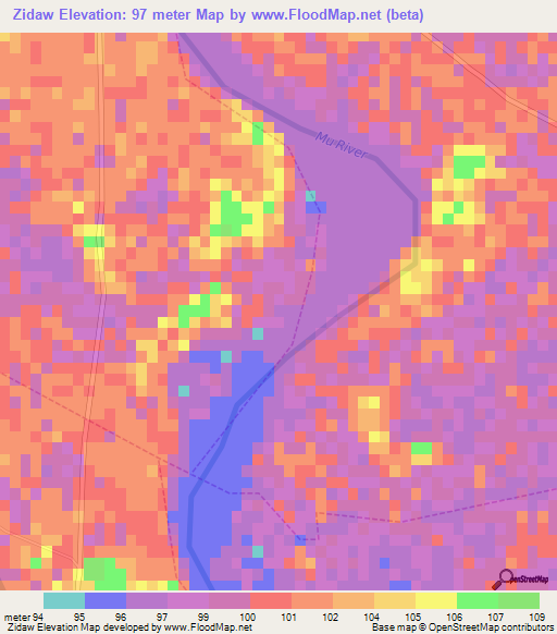 Zidaw,Myanmar Elevation Map