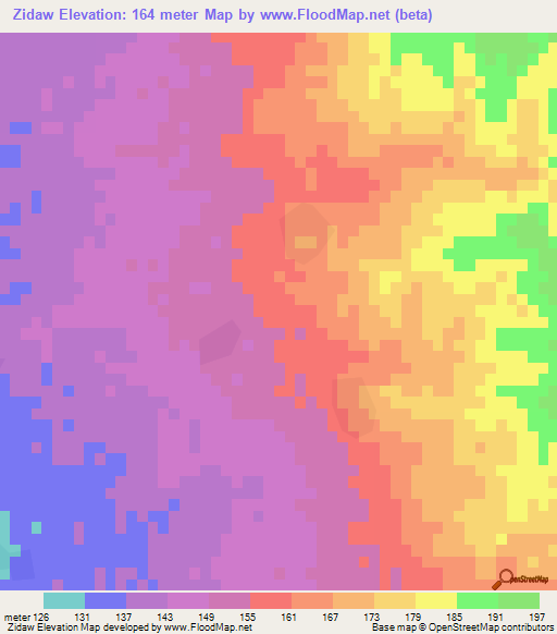 Zidaw,Myanmar Elevation Map