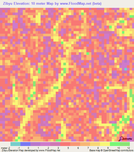Zibyu,Myanmar Elevation Map