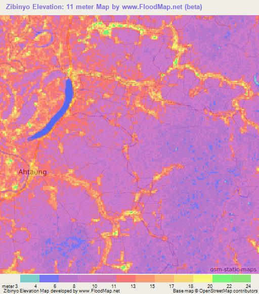 Zibinyo,Myanmar Elevation Map