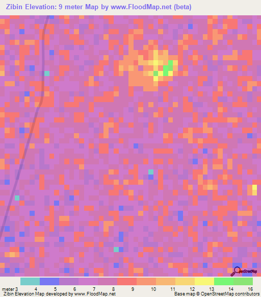 Zibin,Myanmar Elevation Map