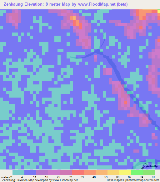 Zehkaung,Myanmar Elevation Map