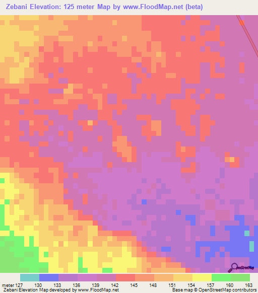 Zebani,Myanmar Elevation Map