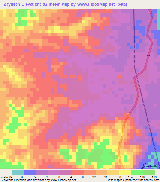 Zayitsan,Myanmar Elevation Map