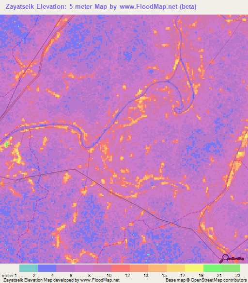 Zayatseik,Myanmar Elevation Map