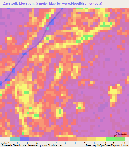 Zayatseik,Myanmar Elevation Map