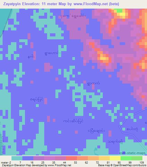 Zayatpyin,Myanmar Elevation Map