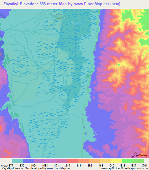 Zayatkyi,Myanmar Elevation Map