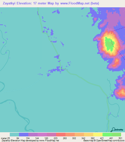 Zayatkyi,Myanmar Elevation Map