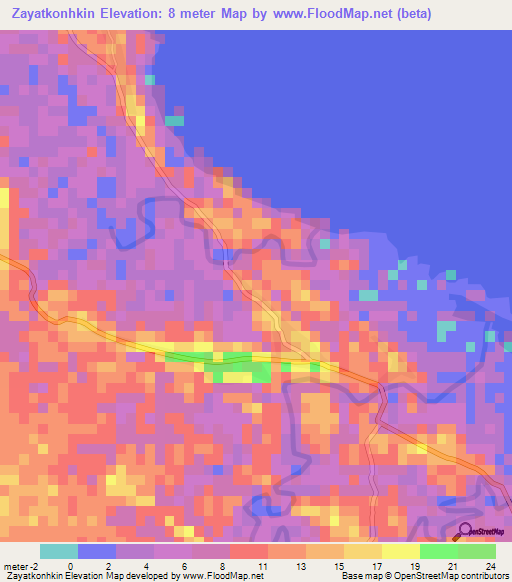 Zayatkonhkin,Myanmar Elevation Map