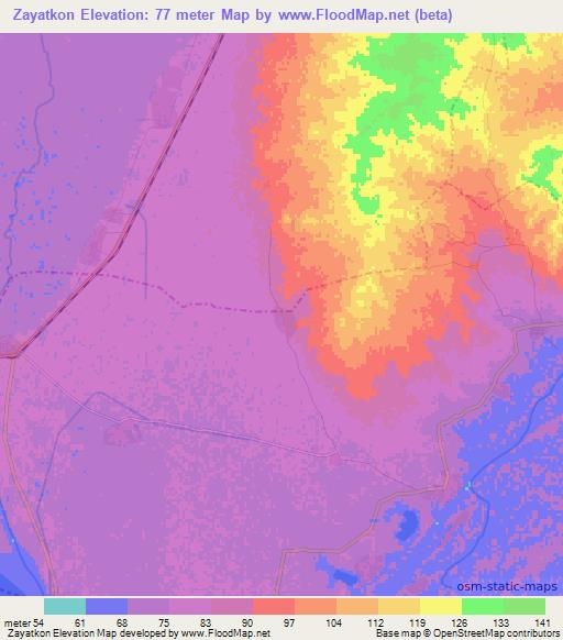 Zayatkon,Myanmar Elevation Map