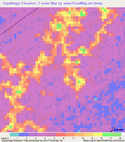 Zayathlagyi,Myanmar Elevation Map