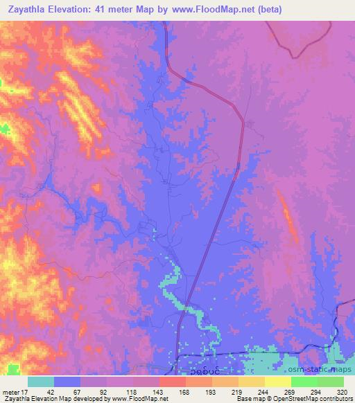 Zayathla,Myanmar Elevation Map