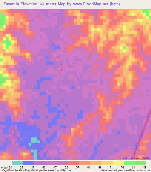 Zayathla,Myanmar Elevation Map