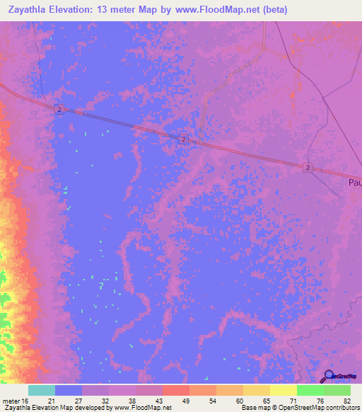 Zayathla,Myanmar Elevation Map