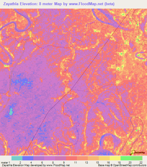 Zayathla,Myanmar Elevation Map
