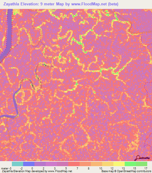 Zayathla,Myanmar Elevation Map