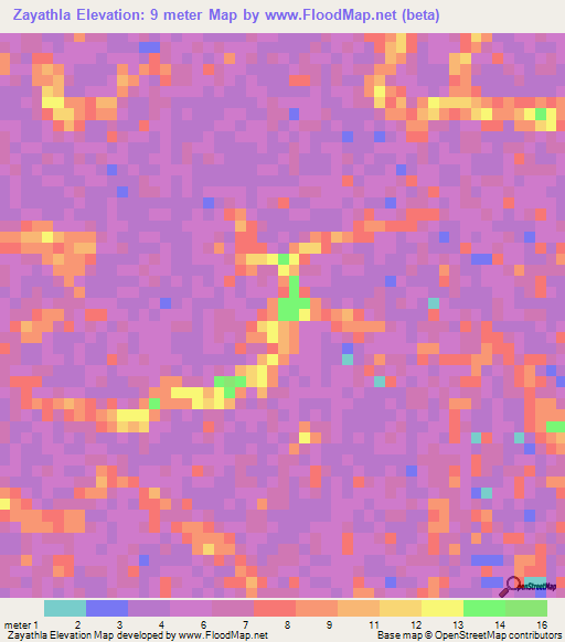 Zayathla,Myanmar Elevation Map