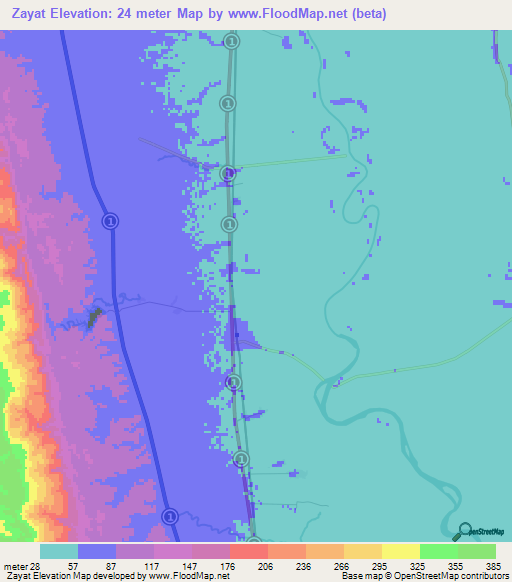 Zayat,Myanmar Elevation Map