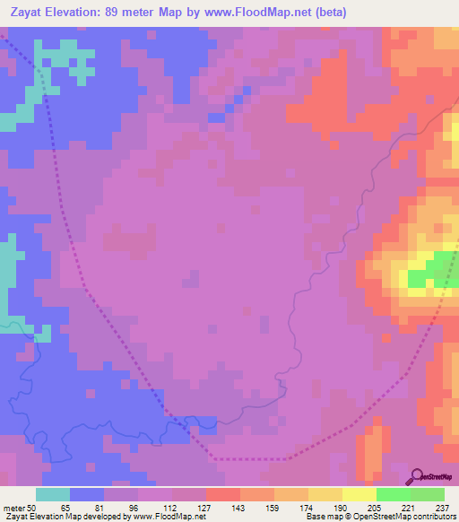 Zayat,Myanmar Elevation Map