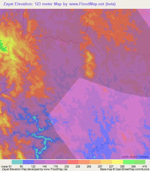 Zayat,Myanmar Elevation Map