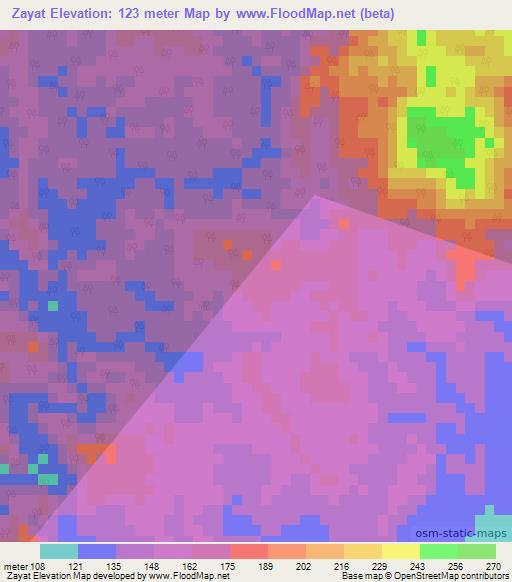 Zayat,Myanmar Elevation Map