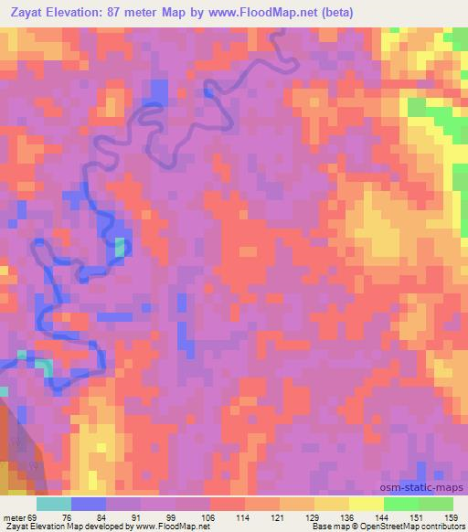 Zayat,Myanmar Elevation Map