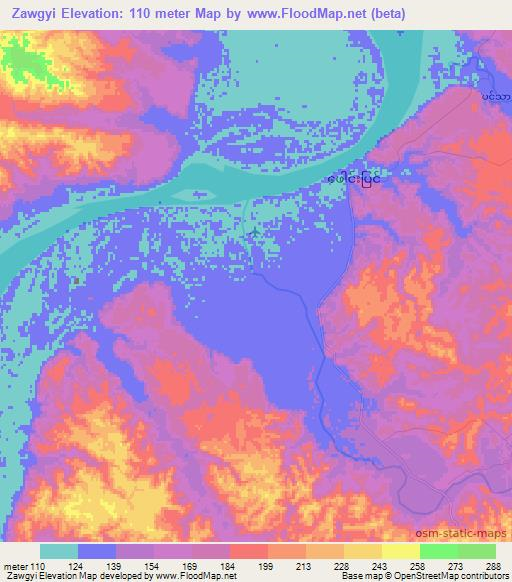Zawgyi,Myanmar Elevation Map