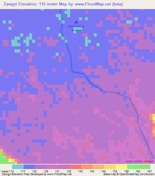 Zawgyi,Myanmar Elevation Map