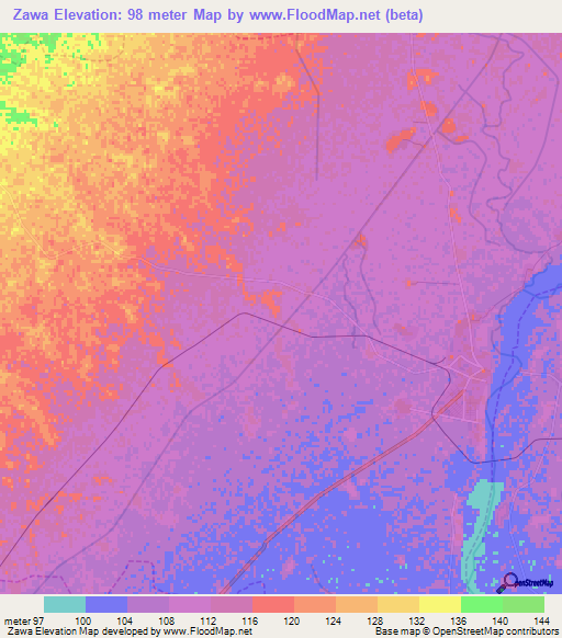 Zawa,Myanmar Elevation Map